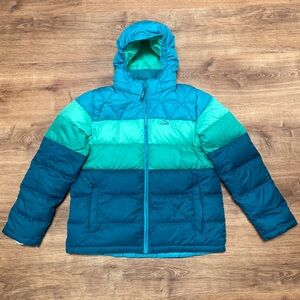 LL BEAN Downtek Puffer Coat Jacket Boys Girls XL 18 Lined Blue Insulated